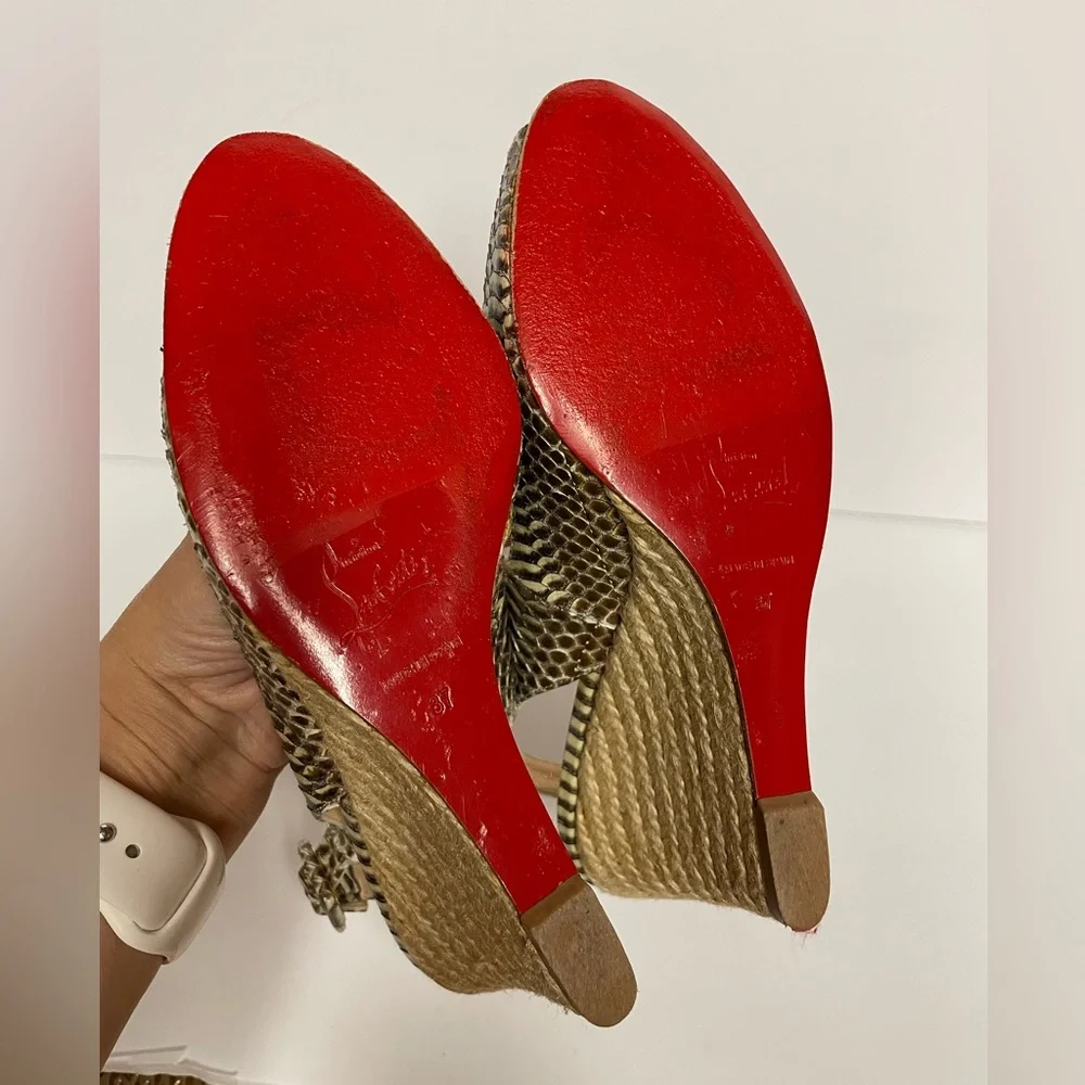 Christian Louboutin Snake Wedge espadrille Sandals 37